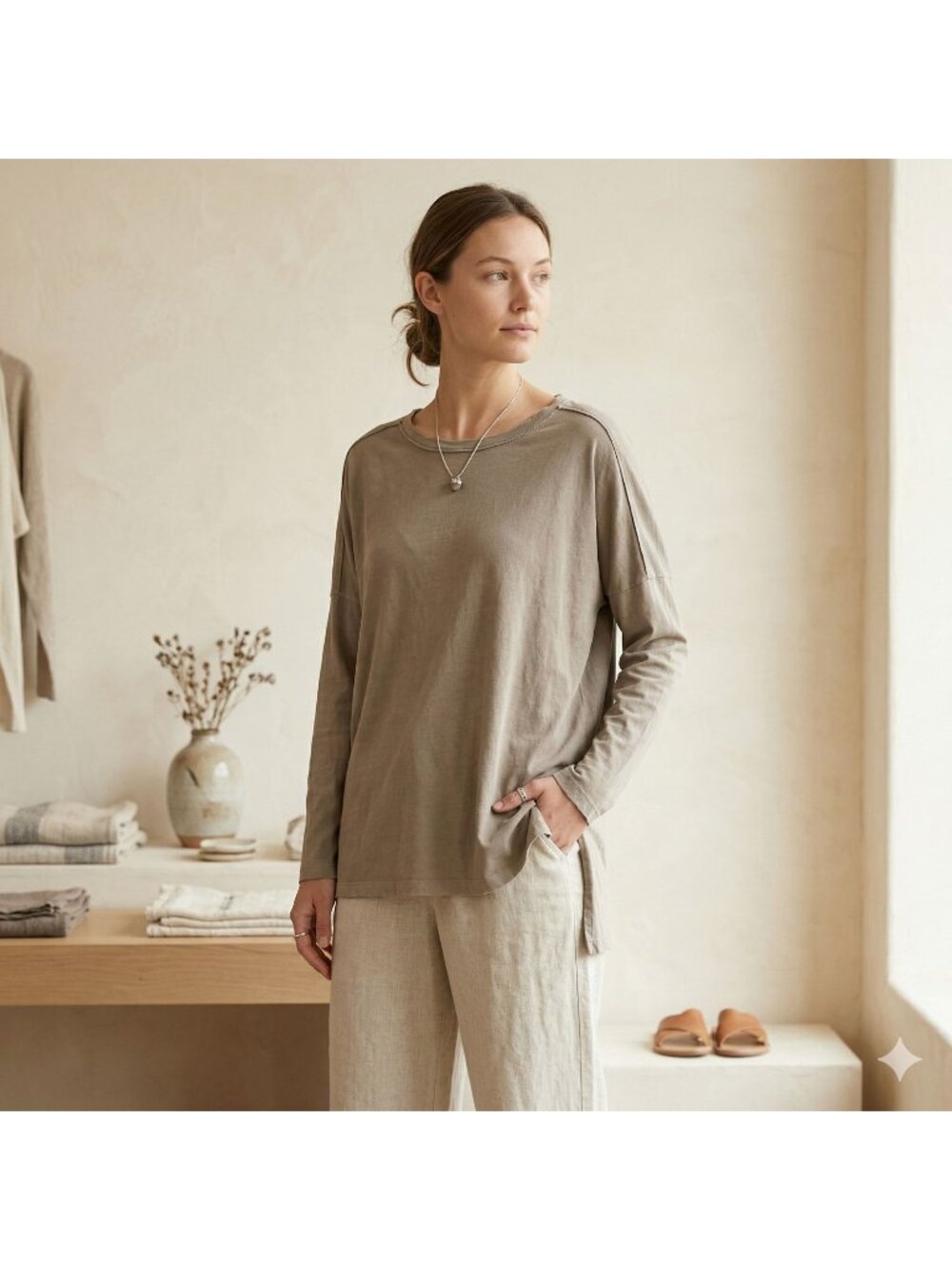 Pas De Calais Japan Cotton Shirt 40 Top Grey Oversized Lagenlook Luxury Minimal